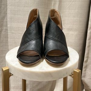 Black (faux) leather high heels, size 7.5 - never worn!